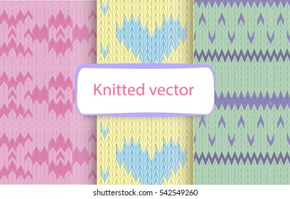 knitted pastel background and pattern set