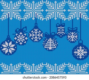 Knitted pattern. Christmas and New Year. Christmas_pattern. Blue and white