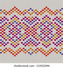 Knitted pattern, colorful vector seamless texture