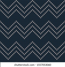 Knitted pattern in dark blue and light grey with horizontal zigzag, or chevron elements. Seamless knit texture for winter scarf, hat, top, socks, packaging, gift wrapping, or other textile print. - Powered by Shutterstock - Get 15% off with code: PIKWIZARD15