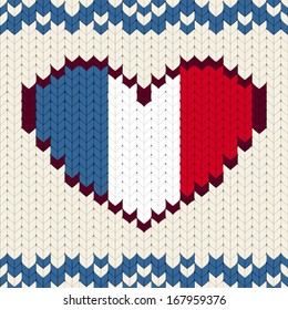 knitted pattern France flag. Vector illustration
