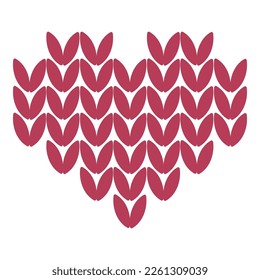 Knitted Pattern of heart. Valentines Day.