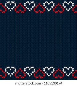 Knitted pattern with hearts