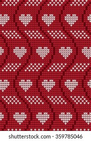 Knitted pattern with hearts