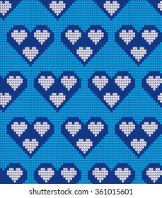 Knitted pattern with hearts