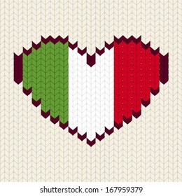 Knitted pattern Italy flag. Vector illustration