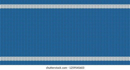 Knitted Pattern - Jumper Design With Copy Space - Blue And White Vector Illustration