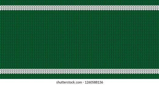 Knitted Pattern - Jumper Design With Copy Space - Green And White Vector Illustration