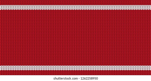 Knitted Pattern - Jumper Design With Copy Space - Red And White Vector Illustration
