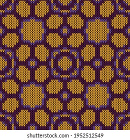 Knitted pattern ornamental. Vector illustration  Colors: Buttercup, Dark Violet, Loulou