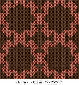 Knitted pattern ornamental. Vector illustration  Colors: Japonica, Dark Brown