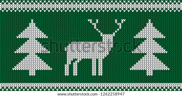 Knitted Pattern Retro Christmas Jumper Design Stock Vector