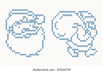 Knitted pattern with santa claus seamless vector illustration