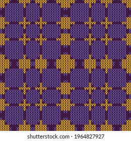 Knitted pattern seamless background. Vector illustration  Colors: Galliano, Dark Violet, Palatinate Purple