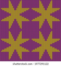 Knitted pattern seamless background. Vector illustration  Colors: Gold Tips, Deep Magenta