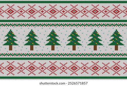Knitted pattern seamless fabric Christmas winter. traditional knitted pattern vector winter on white. Designed for background ,wallpaper ,carpet ,clothing ,knitted pattern ,fabric ,embroidery ,textile