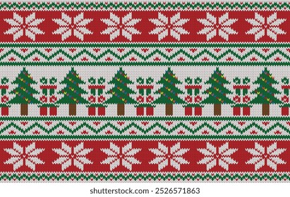 Knitted pattern seamless fabric Christmas winter. traditional knitted pattern vector winter style. Designed for background ,wallpaper ,carpet ,clothing ,knitted pattern ,fabric ,embroidery ,textile