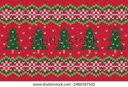 Knitted pattern seamless fabric Christmas winter. traditional knitted pattern vector winter style. Designed for background ,wallpaper ,carpet ,clothing ,knitted pattern ,fabric ,embroidery ,textile