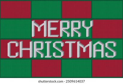 Knitted pattern seamless fabric Merry Christmas. traditional knitted pattern vector text style. Designed for background ,wallpaper ,Christmas ,clothing ,knitted pattern ,fabric ,embroidery ,textile