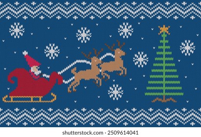 Knitted pattern seamless fabric Merry Christmas. traditional knitted pattern vector winter style. Designed for background ,wallpaper ,Christmas ,clothing ,knitted pattern ,fabric ,embroidery ,textile