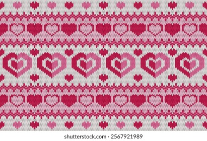 Knitted pattern seamless fabric Valentine day. traditional knitted pattern vector heart style. Designed for fabric ,background ,wallpaper ,valentine ,clothing ,knitted pattern ,embroidery ,textile