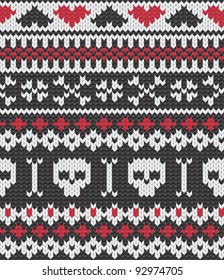 Knitted pattern with skulls