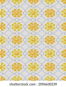 Knitted pattern with the sun. Bright seamless vector pattern