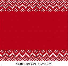 Knitted pattern for a sweater in fair Isle style. Knit geometric ornament with empty place for text.