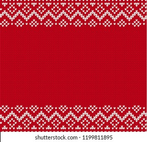 Knitted pattern for a sweater in fair Isle style with empty place for text. Knit geometric ornament