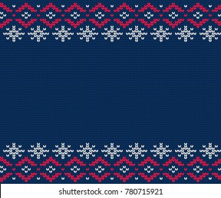 Knitted pattern for sweater. Winter seamless background 