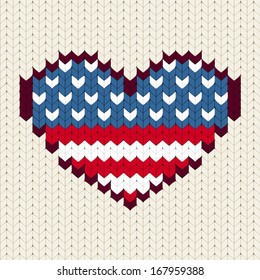 knitted pattern USA flag. Vector illustration