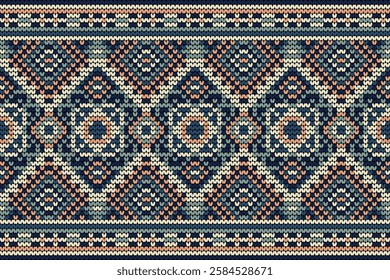 Knitted pattern,knitted flower pattern cross stitch floral,vector illustration,geometric ethnic pattern,Aztec style,abstract background.design for texture,fabric,clothing,decoration,scarf,print,rug.