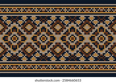 Knitted pattern,knitted flower pattern cross stitch floral,vector illustration,geometric ethnic pattern,Aztec style,abstract background.design for texture,fabric,clothing,decoration,scarf,print,rug.