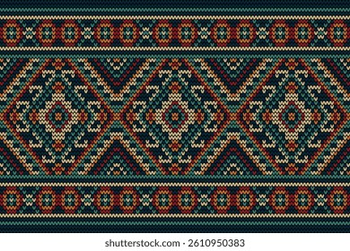 Knitted pattern,knitted flower pattern cross stitch floral,vector illustration,geometric ethnic pattern,Aztec style,abstract background.design for texture,fabric,clothing,decoration,scarf,print,rug