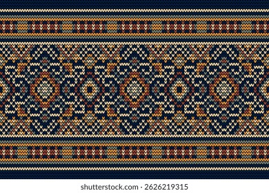 Knitted pattern,knitted flower pattern cross stitch floral,vector illustration,geometric ethnic pattern,Aztec style,abstract background.design for texture,fabric,clothing,decoration,scarf,print,rug