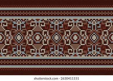 Knitted pattern,knitted flower pattern cross stitch floral,vector illustration,geometric ethnic pattern,Aztec style,abstract background.design for texture,fabric,clothing,decoration,scarf,print,rug