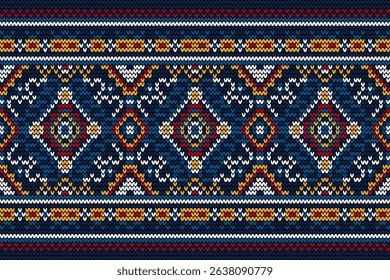 Knitted pattern,knitted flower pattern cross stitch floral,vector illustration,geometric ethnic pattern,Aztec style,abstract background.design for texture,fabric,clothing,decoration,scarf,print,rug.