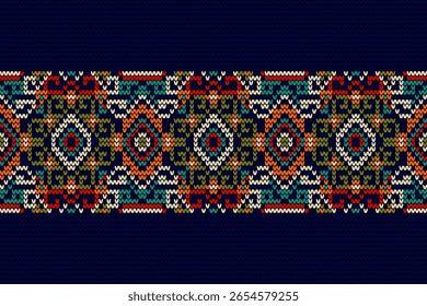 Padrão tricotado,padrão de flor tricotado ponto transversal floral,ilustração vetorial,padrão étnico geométrico,estilo asteca,plano de fundo abstrato.design para textura,tecido,roupas,decoração,cachecol,impressão,tapete