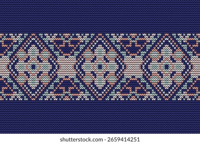 Knitted pattern,knitted flower pattern cross stitch floral,vector illustration,geometric ethnic pattern,Aztec style,abstract background.design for texture,fabric,clothing,decoration,scarf,print,rug.