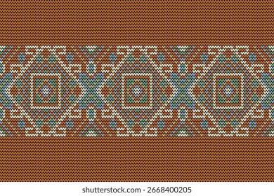 Padrão tricotado,padrão de flor tricotado ponto transversal floral,ilustração vetorial,padrão étnico geométrico,estilo asteca,plano de fundo abstrato.design para textura,tecido,roupas,decoração,cachecol,impressão,tapete