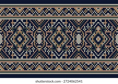 Patrón de punto, patrón de flores de punto punto punto de cruz floral, Ilustración vectorial, patrón étnico geométrico, estilo azteca, fondo abstracto. diseño para textura, tela, ropa, decoración, bufanda, impresión, alfombra.