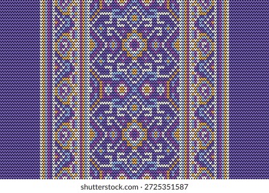 Patrón de punto, patrón de flores de punto punto punto de cruz floral, Ilustración vectorial, patrón étnico geométrico, estilo azteca, fondo abstracto. diseño para textura, tela, ropa, decoración, bufanda, impresión, alfombra.