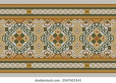 Knitted pattern,knitted flower pattern on white background,vector illustration,geometric ethnic pattern,Aztec style,abstract background.design for texture,fabric,clothing,decoration,scarf,print,rug.