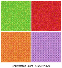 Knitted Patterns Set. Realistic samples backgrounds. Geometric ornaments, scandinavian sweaters cable stitch texture. Decorative design elements gift paper, packet, greeting cards. Vector illustration