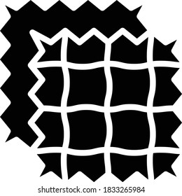 Knitted piece of cloth concept, Fabric Sample on white background, Synthetic fibers Tammy Cloth Vector Glyph Icon design, Rag and Patches Sign