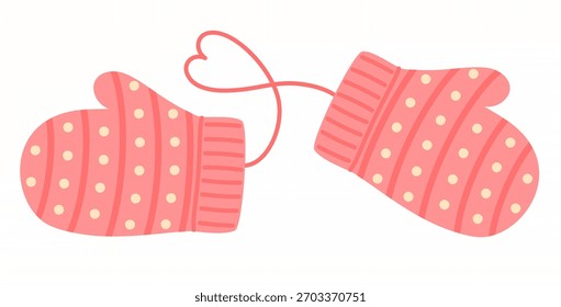 Mitones de punto rosa. Acogedores guantes estampados.
