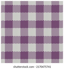 Knitted plaid fabric pattern seamless vector design.