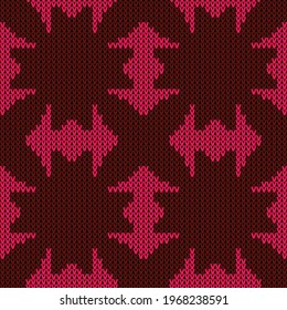Knitted plaid seamless pattern. Vector illustration  Colors: Red Oxide, Razzmatazz
