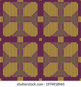 Knitted plaid seamless pattern. Vector illustration  Colors: Muesli, Gold Tips, Psychedelic Purple, Rose Bud Cherry