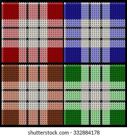 Knitted Plaid Tartan Pattern Set